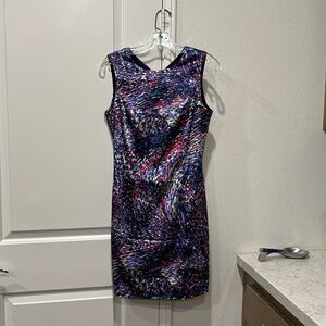 Zara Basic Colorful Satin Sleeveless Open Back Sheath Cocktail/Party Dress Med